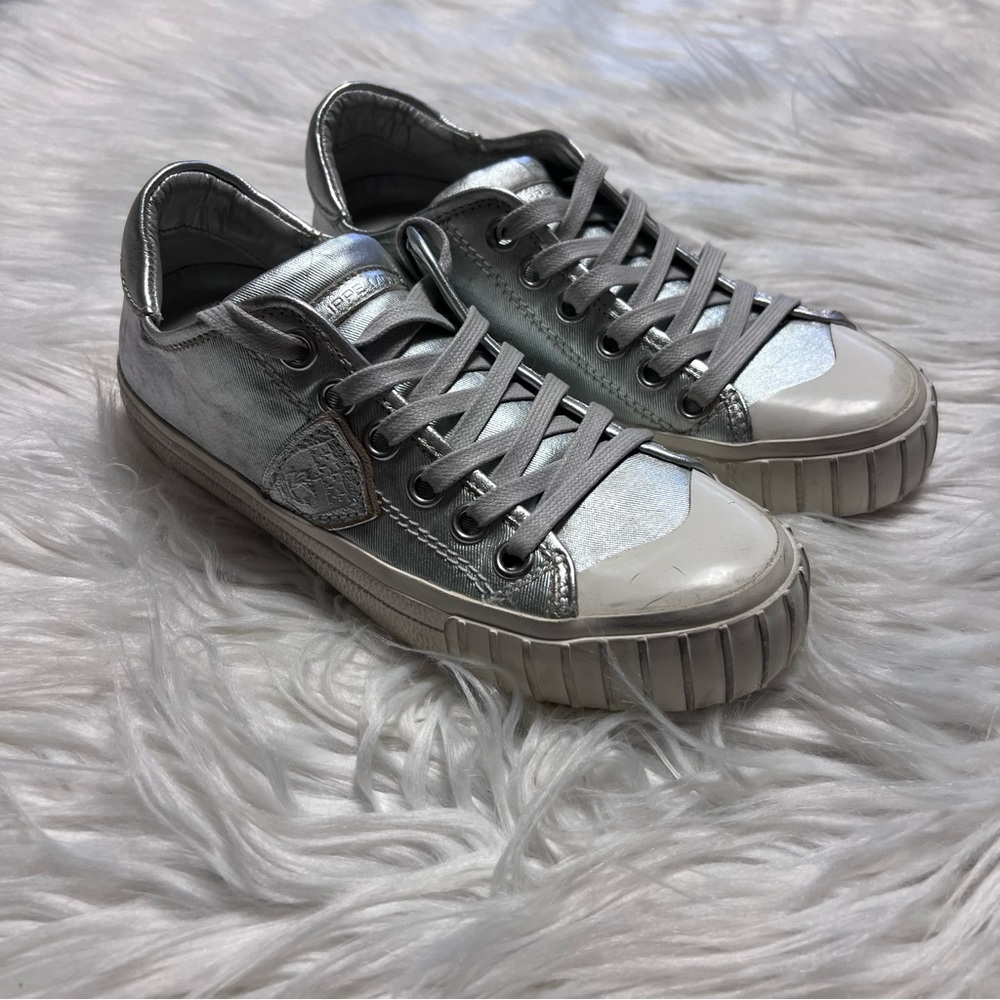 Philippe Model Shiny Silver Sneakers